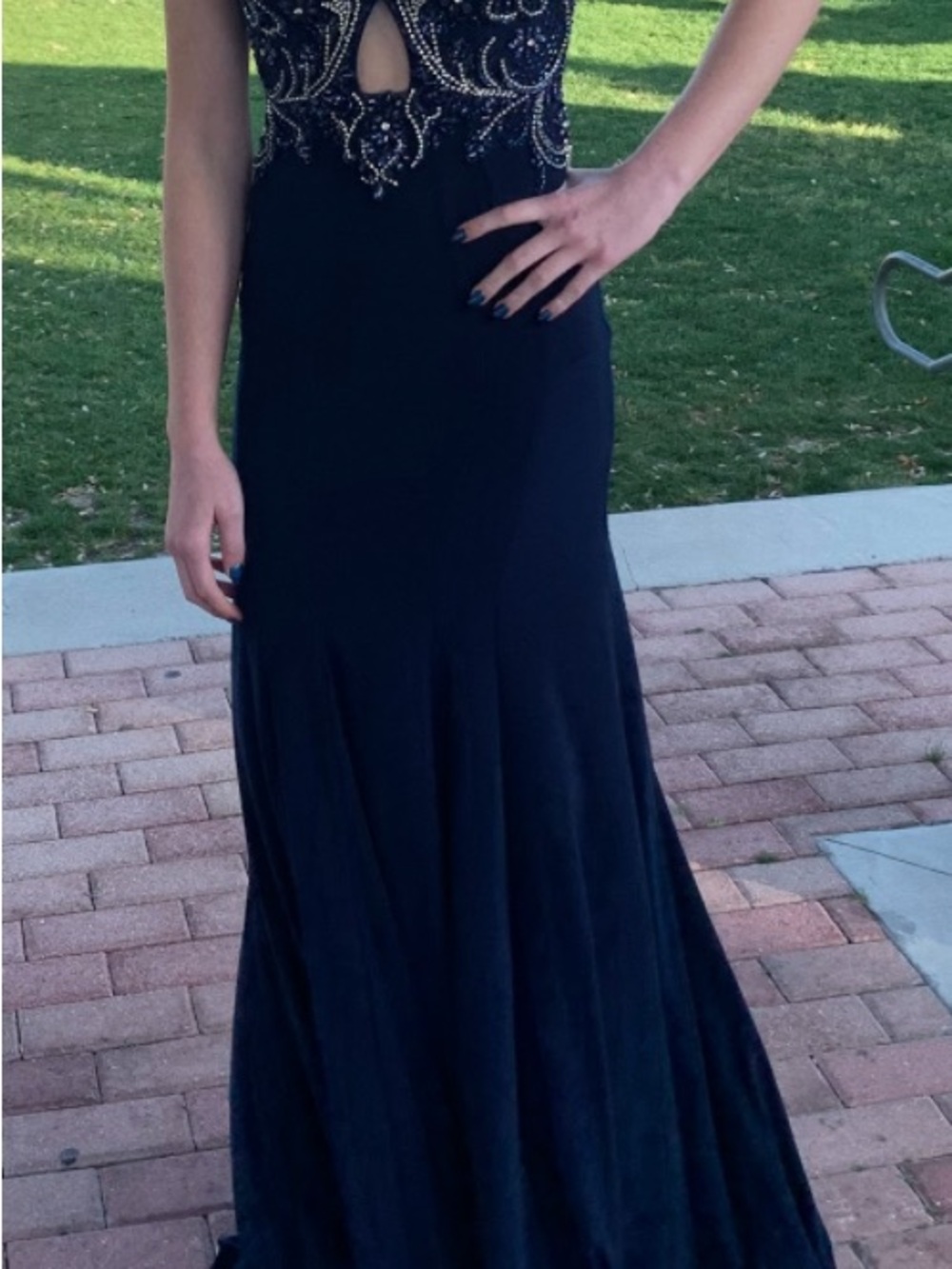Beaded Navy Prom/ Formal Mermaid Gown